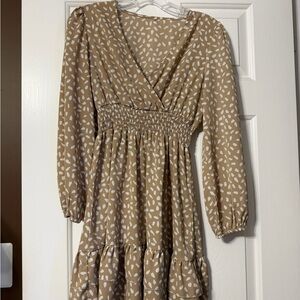 Elegant Tan Patterned Dress
